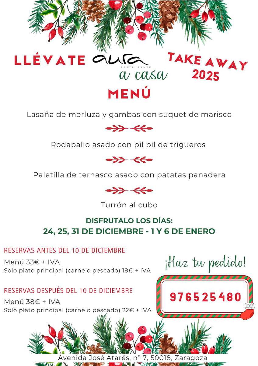 Menú Take Away – 6 Enero (PRE10)
